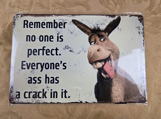 "Remember no one is perfect...." Cheeky Humor Tin Sign