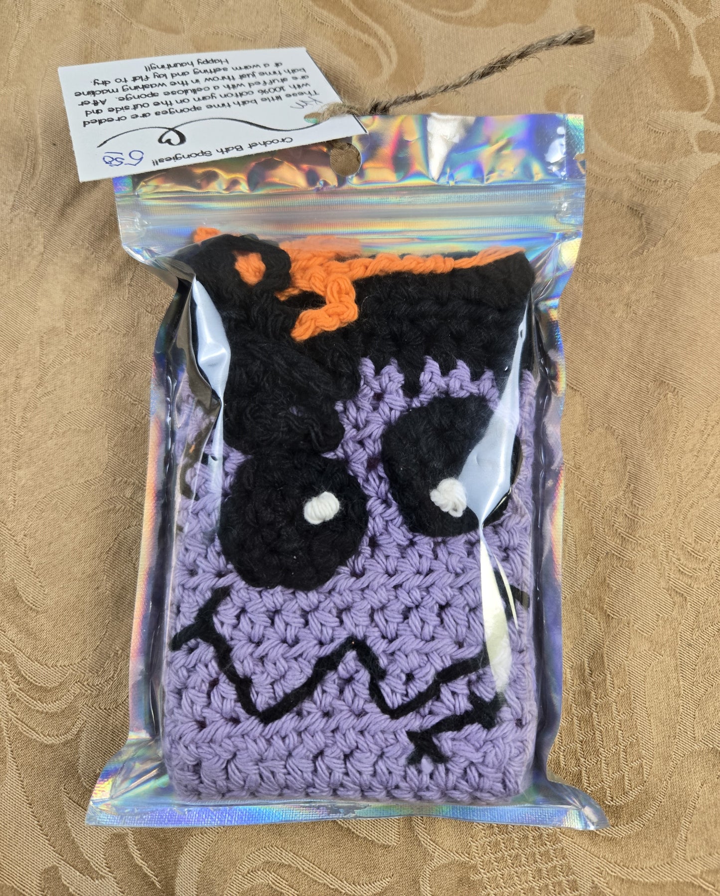 Cute Crocheted Monster Purple Face Bath Spongies