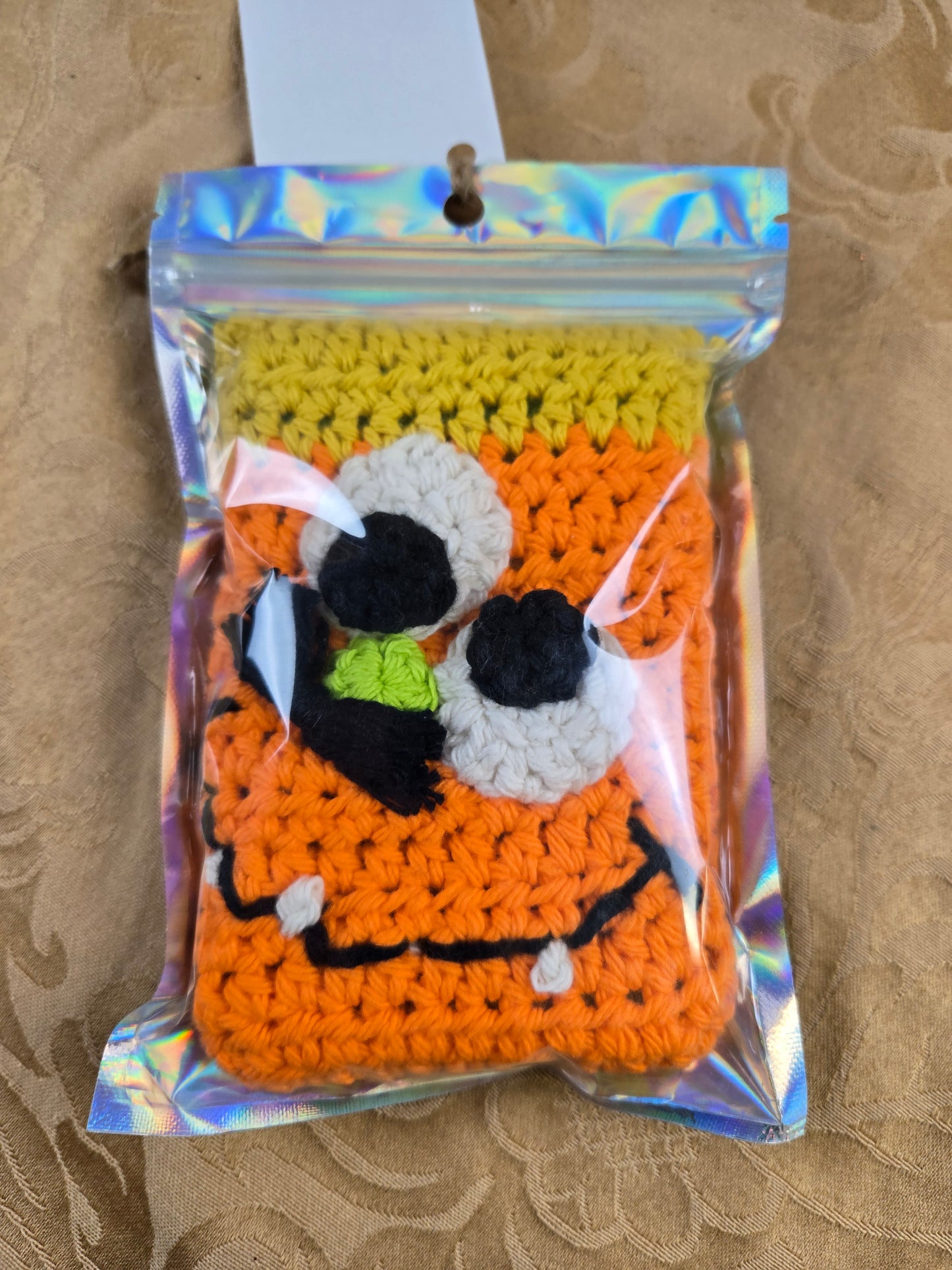 Crocheted Bath Spongies - Orange Monster Face