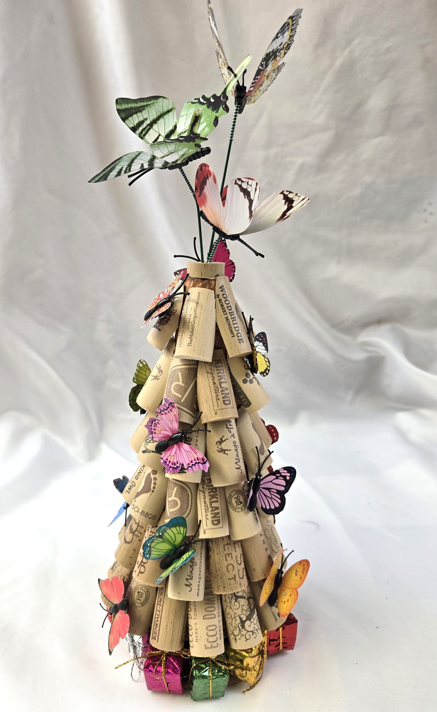 Cork Tree -Adorned with Butterflies & Presents - 14"