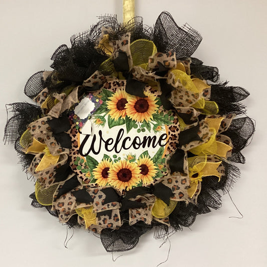 Dramatic Sunflower Welcome Wreath/Black Accents