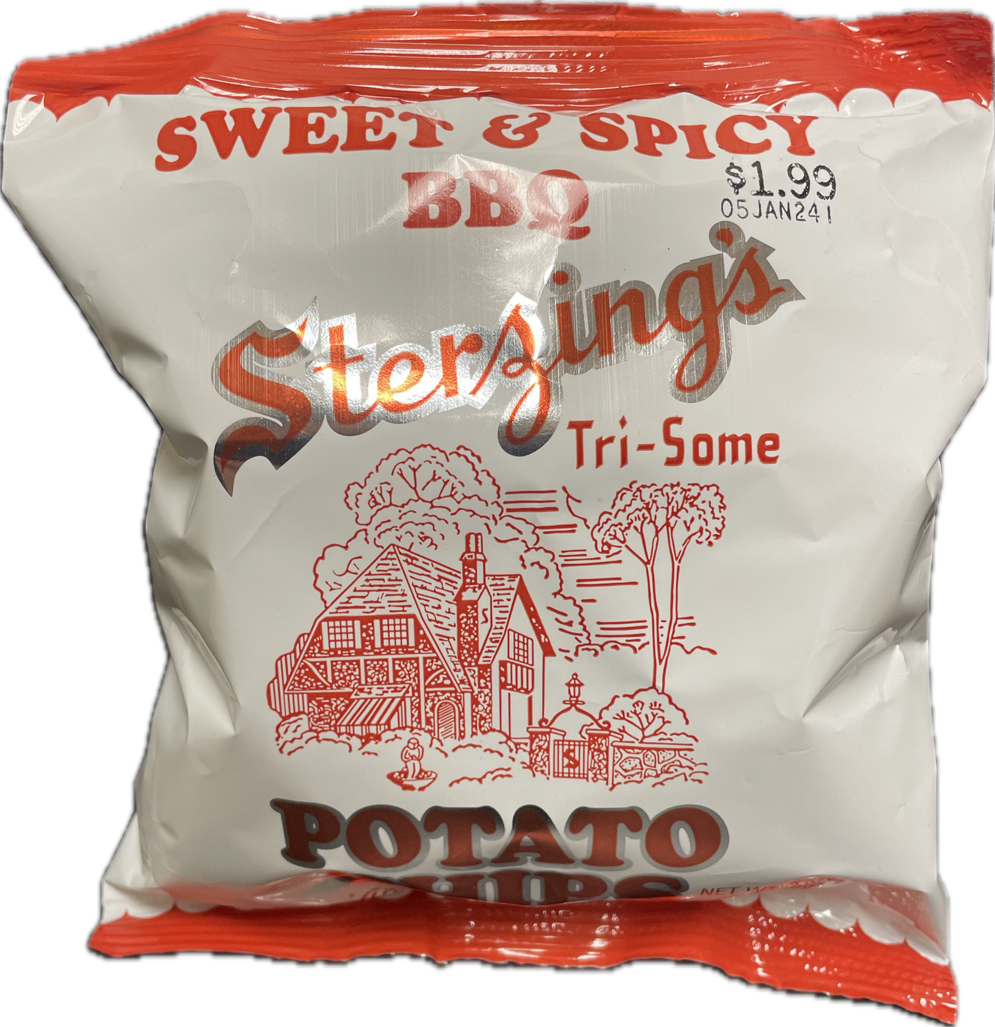 Sterzing’s Potato Chips - Sweet & Spicy BBQ Flavor - Snack Size 2.62 Oz Bag